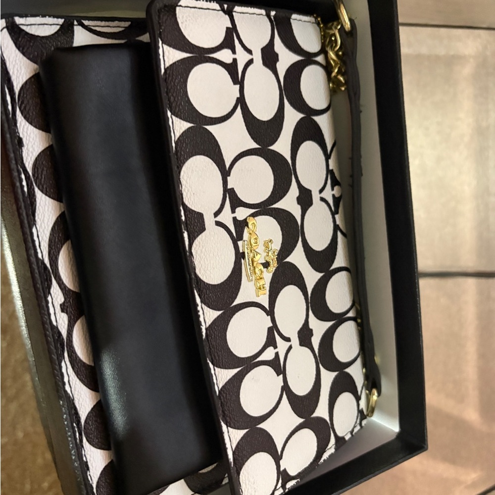 Coach Monogram Black and White Crossbody Bag - Picture 6 of 6